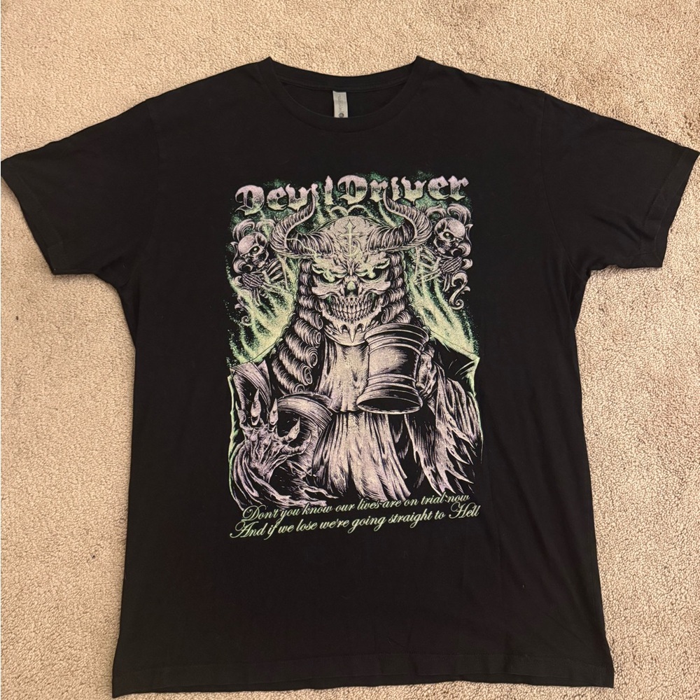 DevilDriver Mens Black T Shirt L Death Metal Rock Band Punk Tee